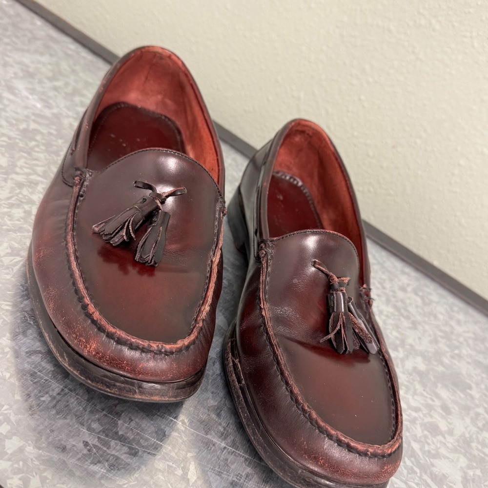 Johnston & Murphy Tassel Loafers Mens Burgundy Leather Slip On Dress Shoes Fair